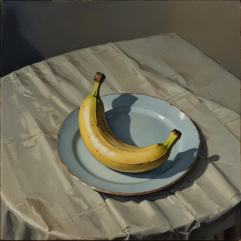 Banana Still Life as Oil Painting