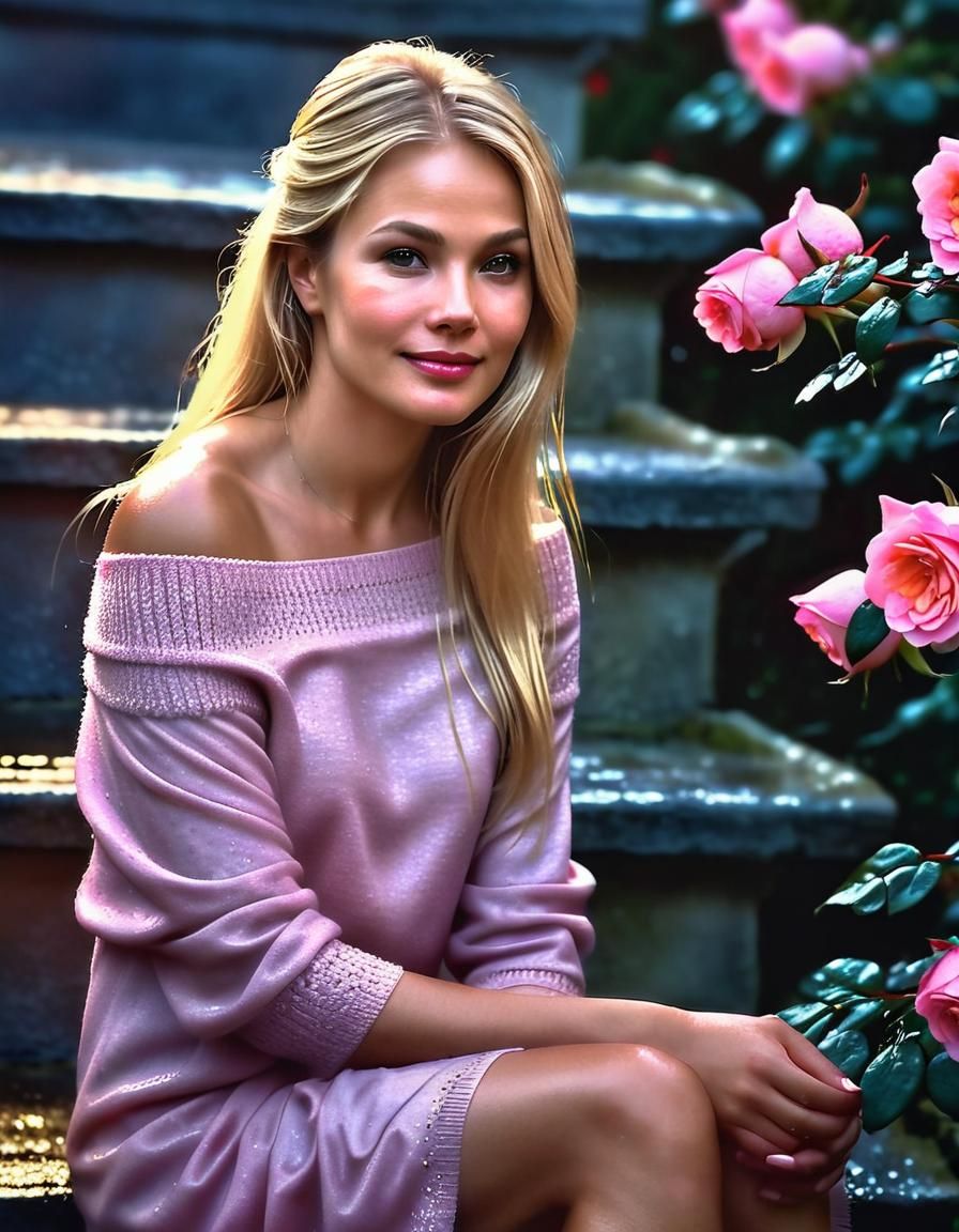 Renaissance Woman in Rainy Day Chiaroscuro Painting