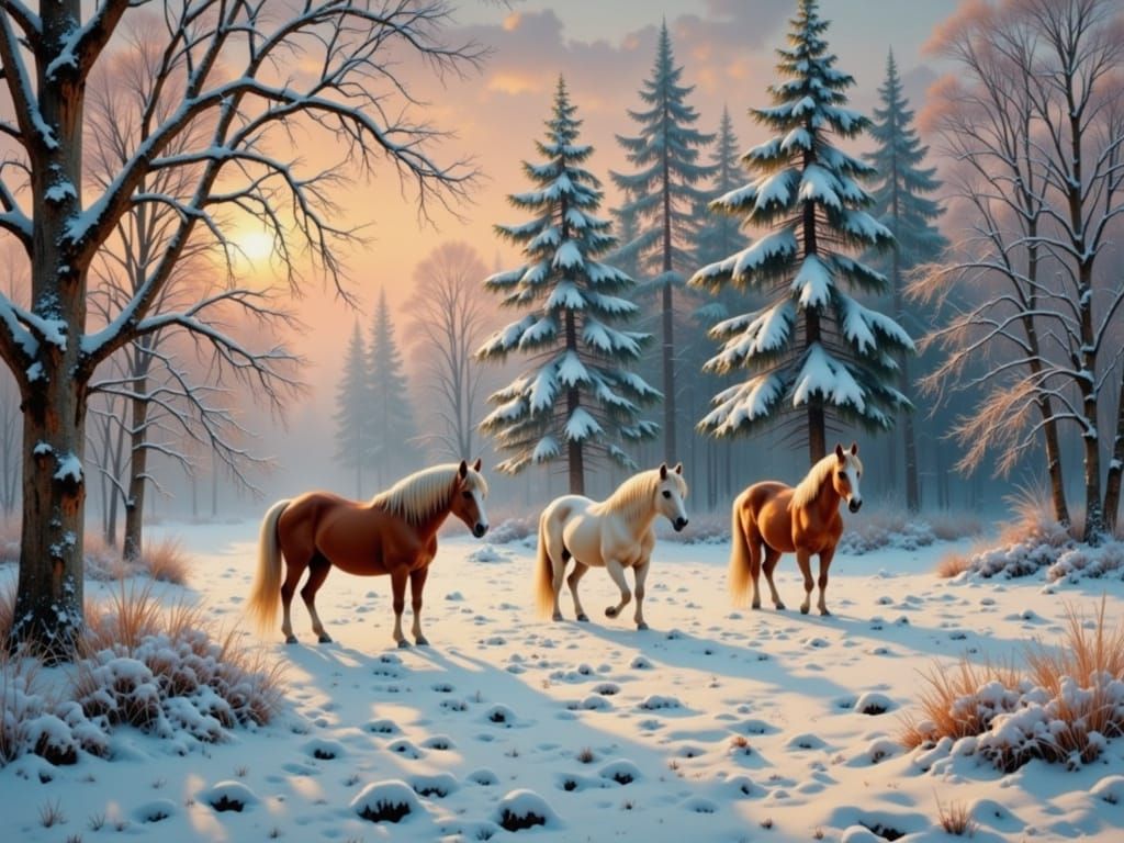 Horses in a winter landscape
