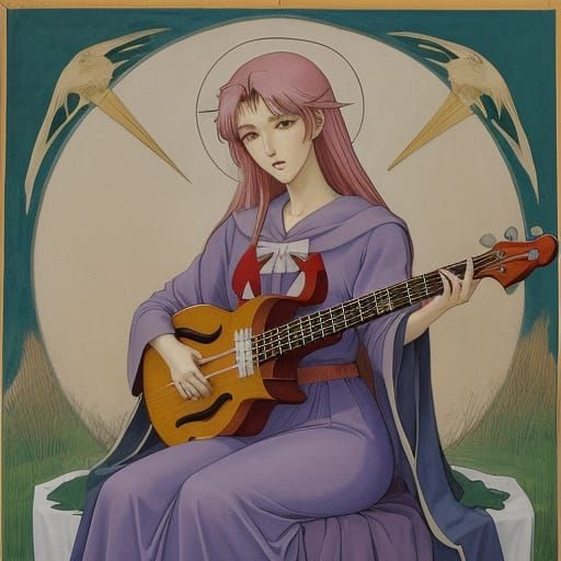 Chibiusa Moebius in Baroque Style Playing the Bass Viol