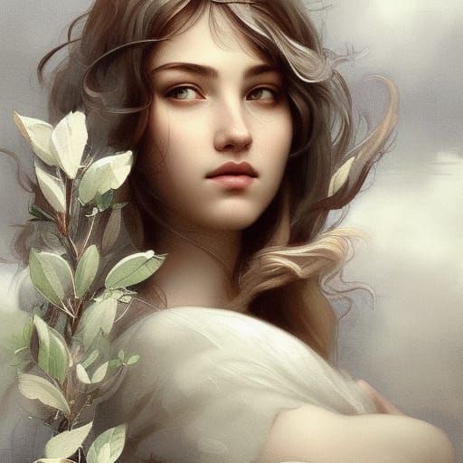 Dove with Olive Branch in Raphael Style