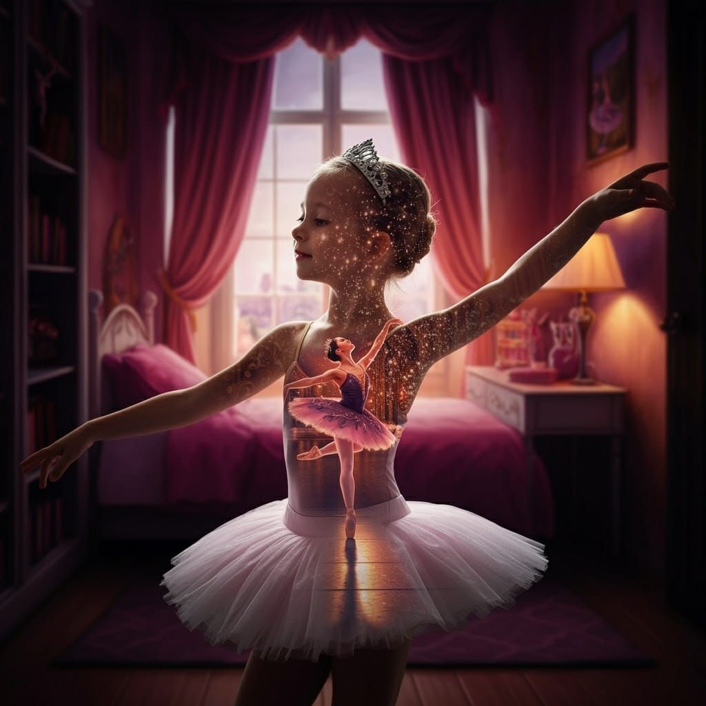 Ballerina Silhouette in a Dreamy Dance Studio