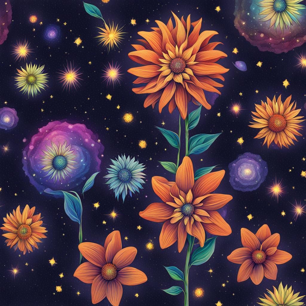 Ethereal Space Flower in Deep Cosmos