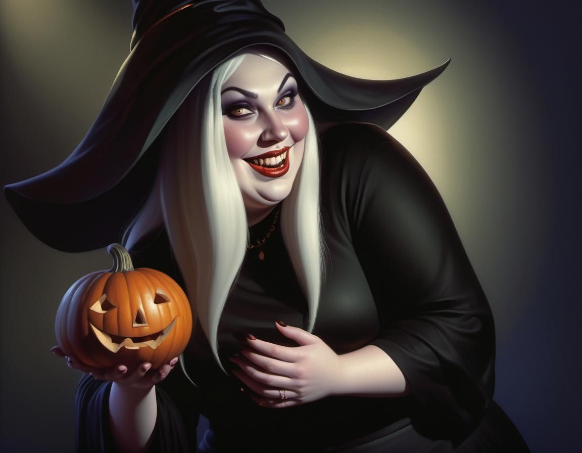 Friendly Young Witch in Chiaroscuro Lighting