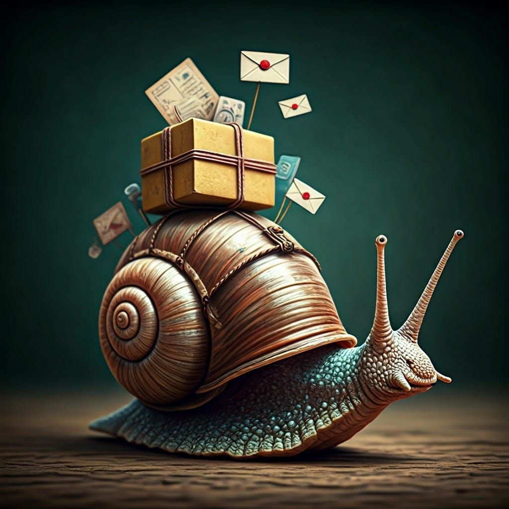 Snail Postman in a Whimsical Illustration Style