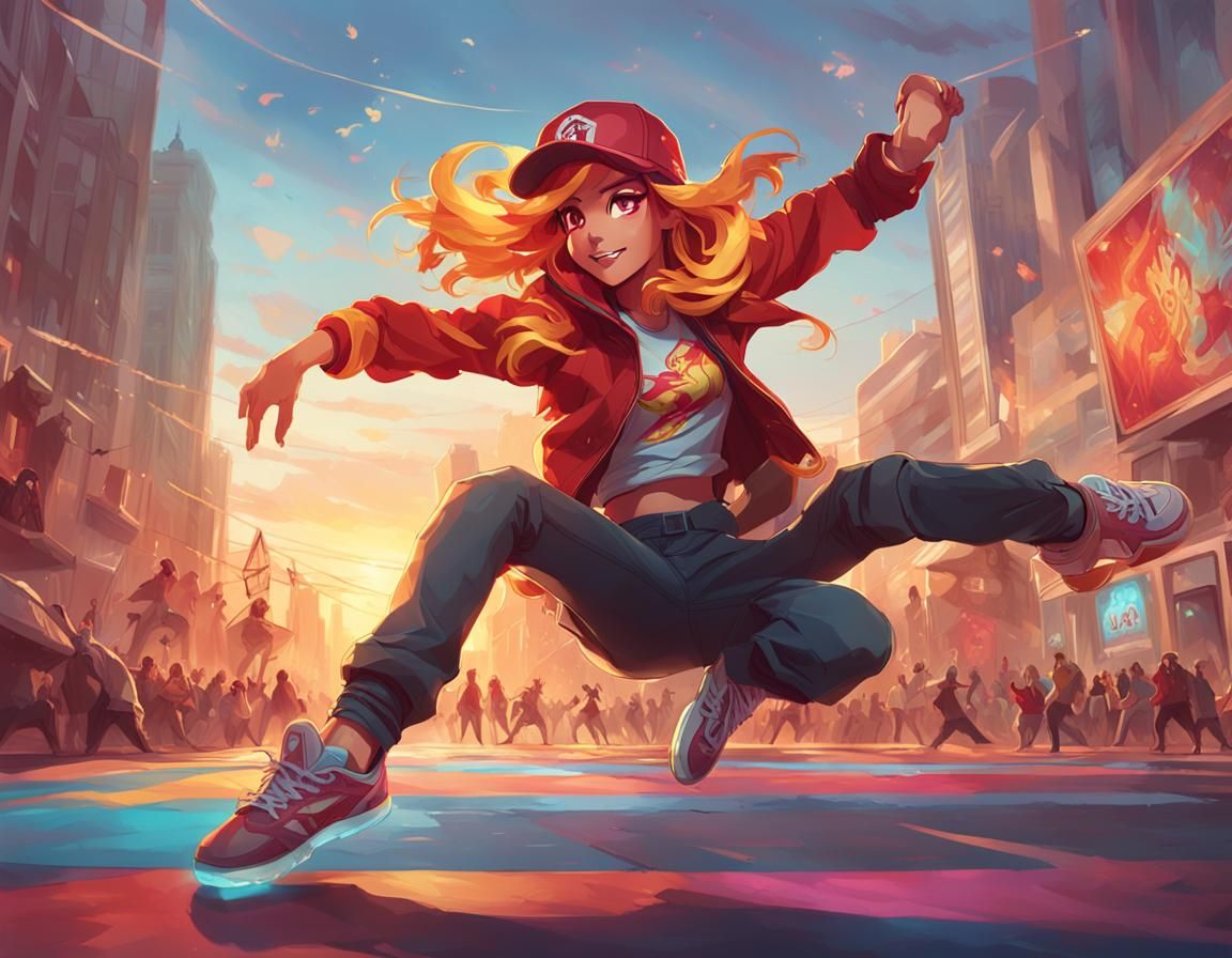 Sunset Shimmer Breakdancing: Hyperdetailed Concept Art