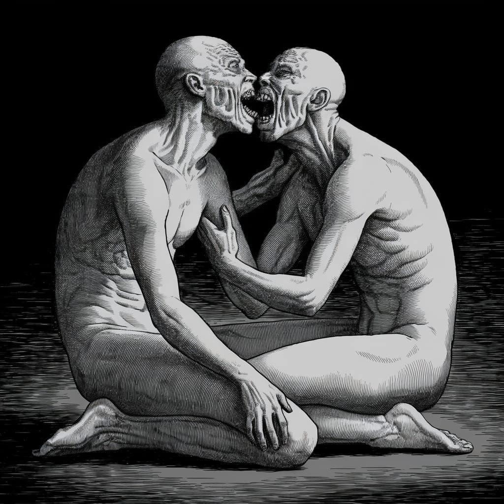Dark Gothic Men in Macabre Embrace, Inspired by Black Death ...