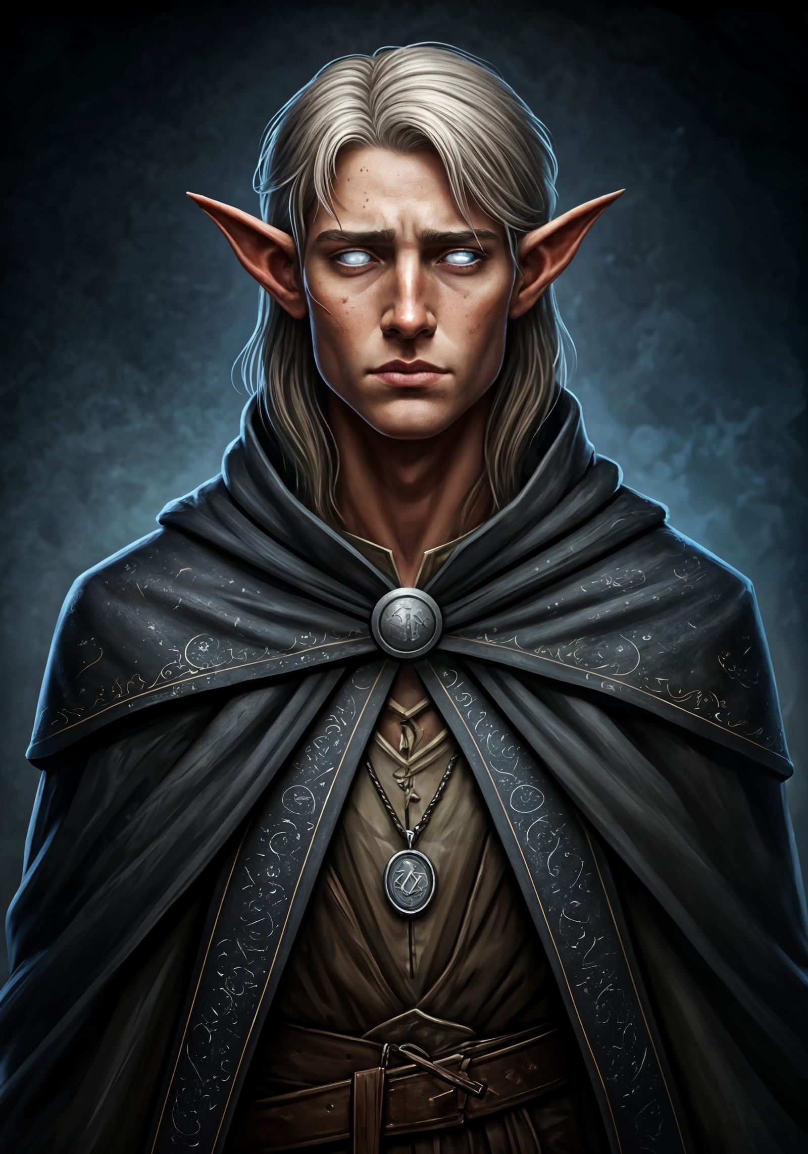 Half-Elf Sorcerer with Celestial Motif Cloak