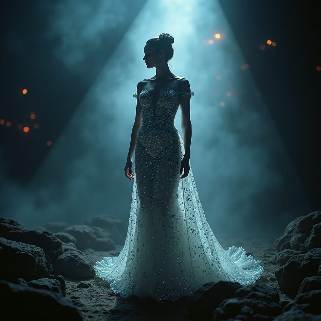 Regal Spacewoman in Diamond Gown