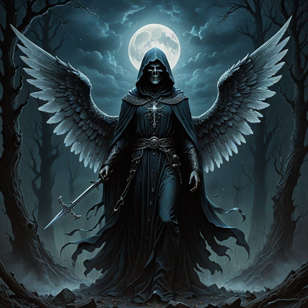 Ethereal Angel of Death in Dark Romanticism