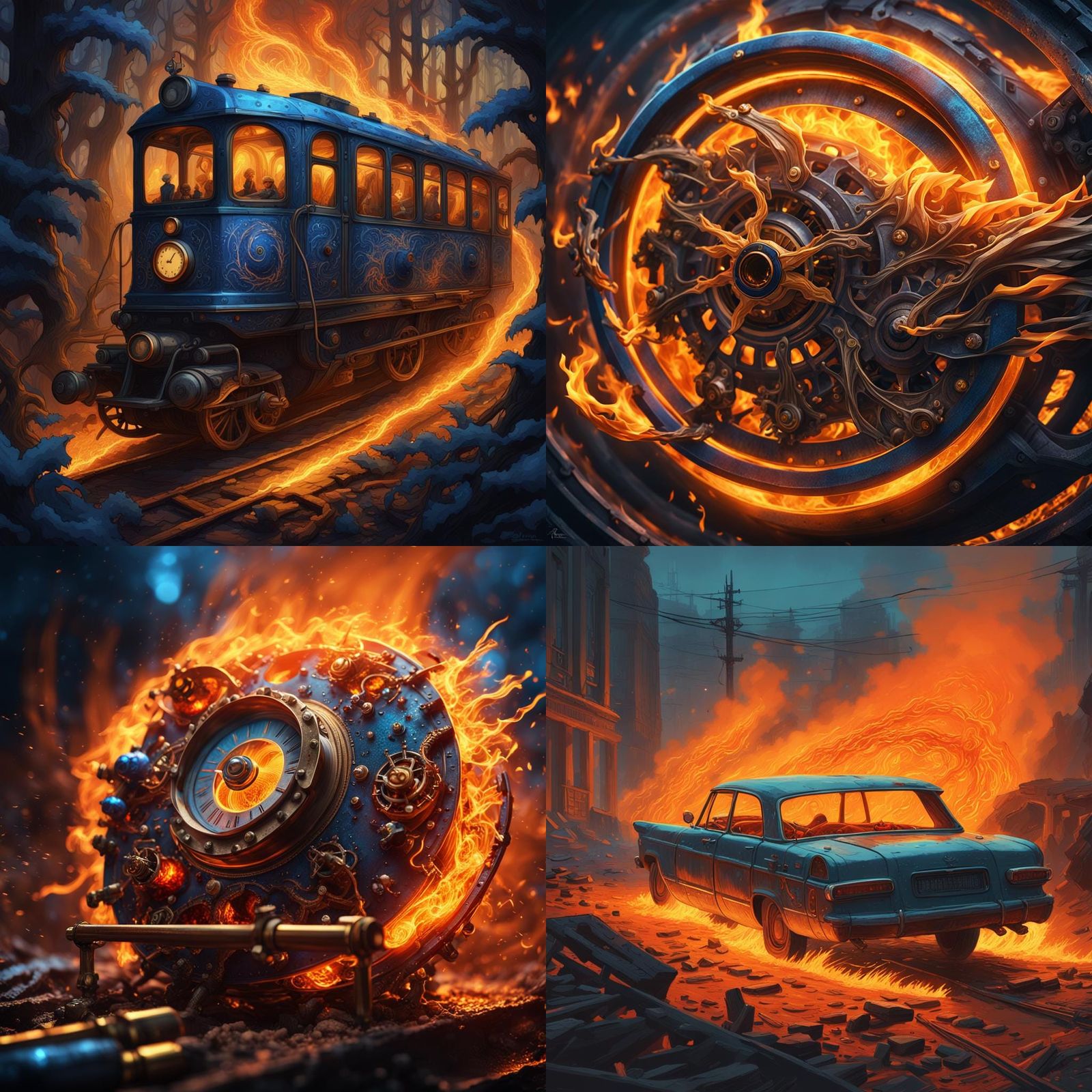 Fiery Speedometer: Detailed Fantasy Concept Art