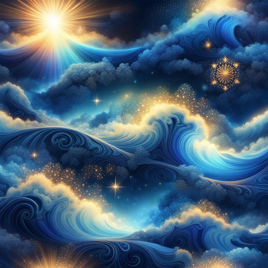 Epic Blue Gradient: Cinematic Digital Astral Illustration