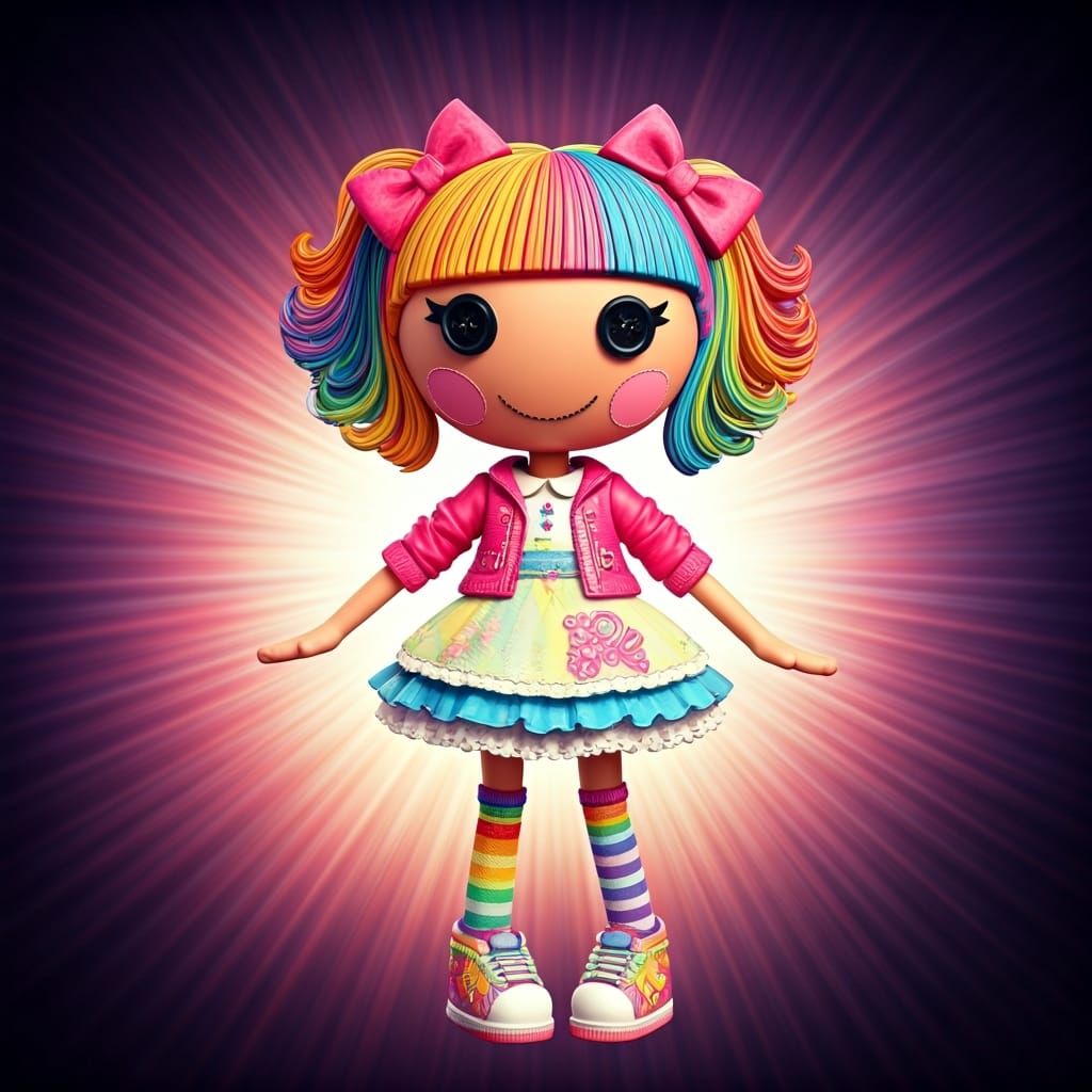 Lalaloopsy Character with Rainbow Outfit in 3D Style