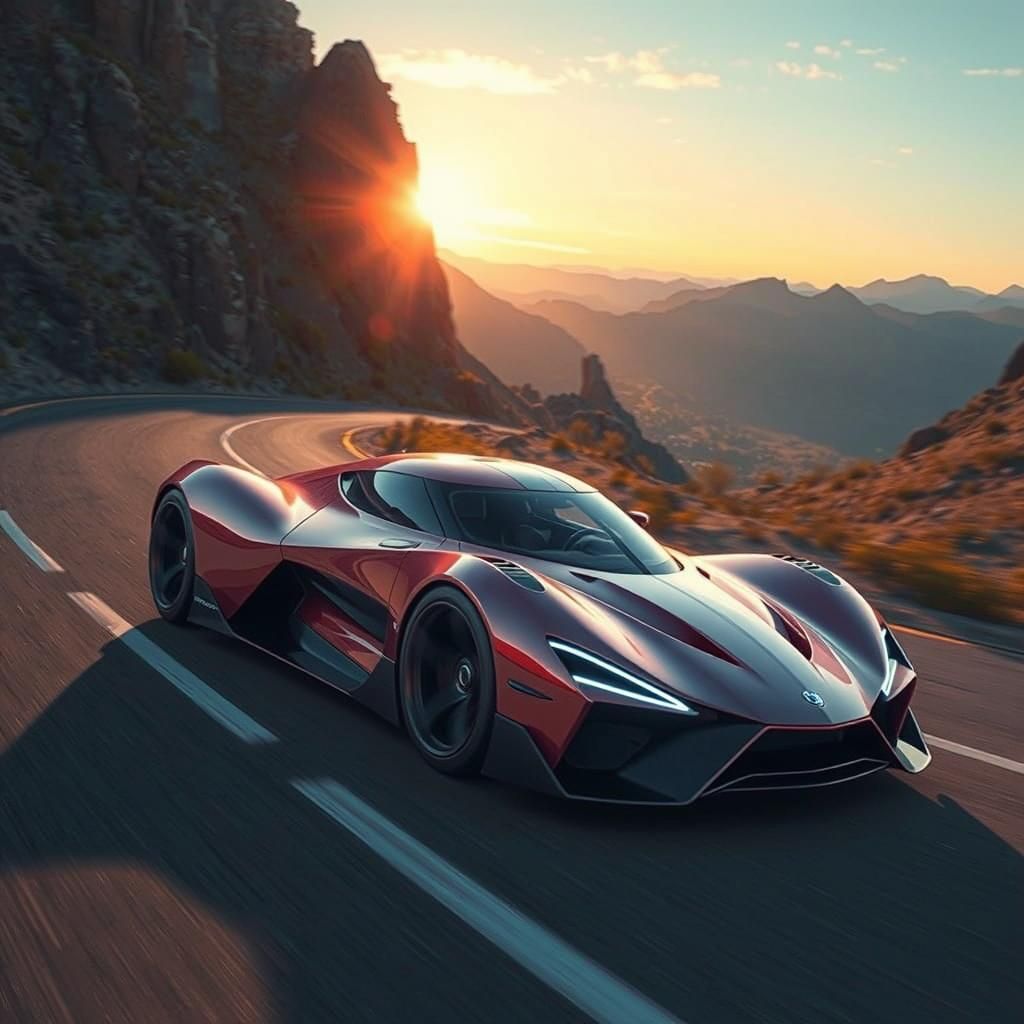 Supercar Concept Art on Mountain Road