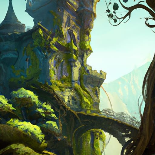 Mystical Castle in Fantasy Forest: Hyperdetailed Concept Art
