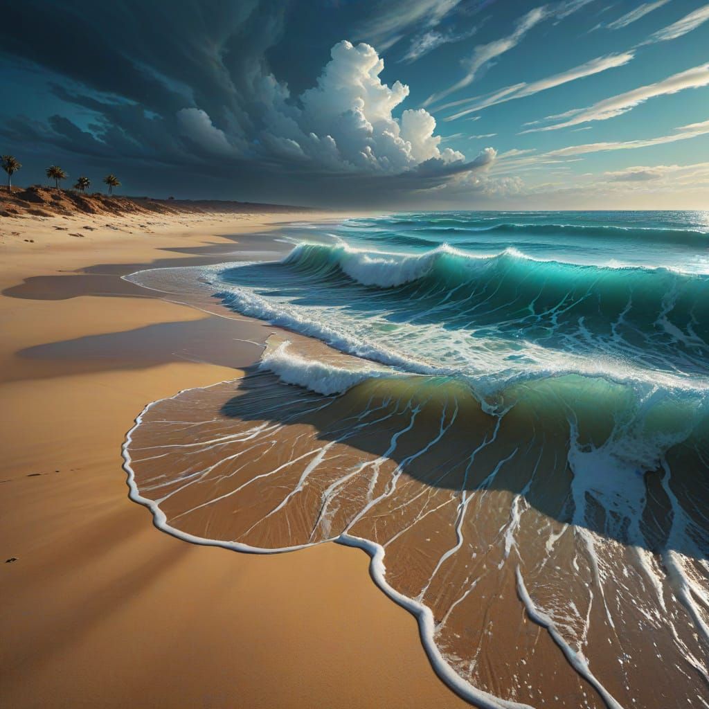Desert Meets Stormy Ocean Fine Art Painting
