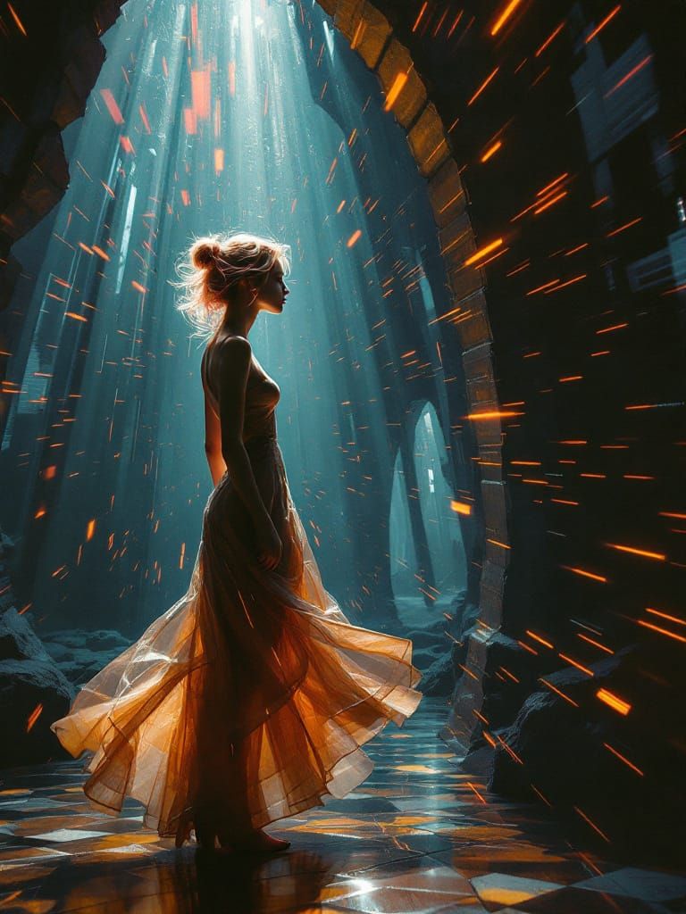 Pin-Up Woman in Dynamic Velocity Art Style