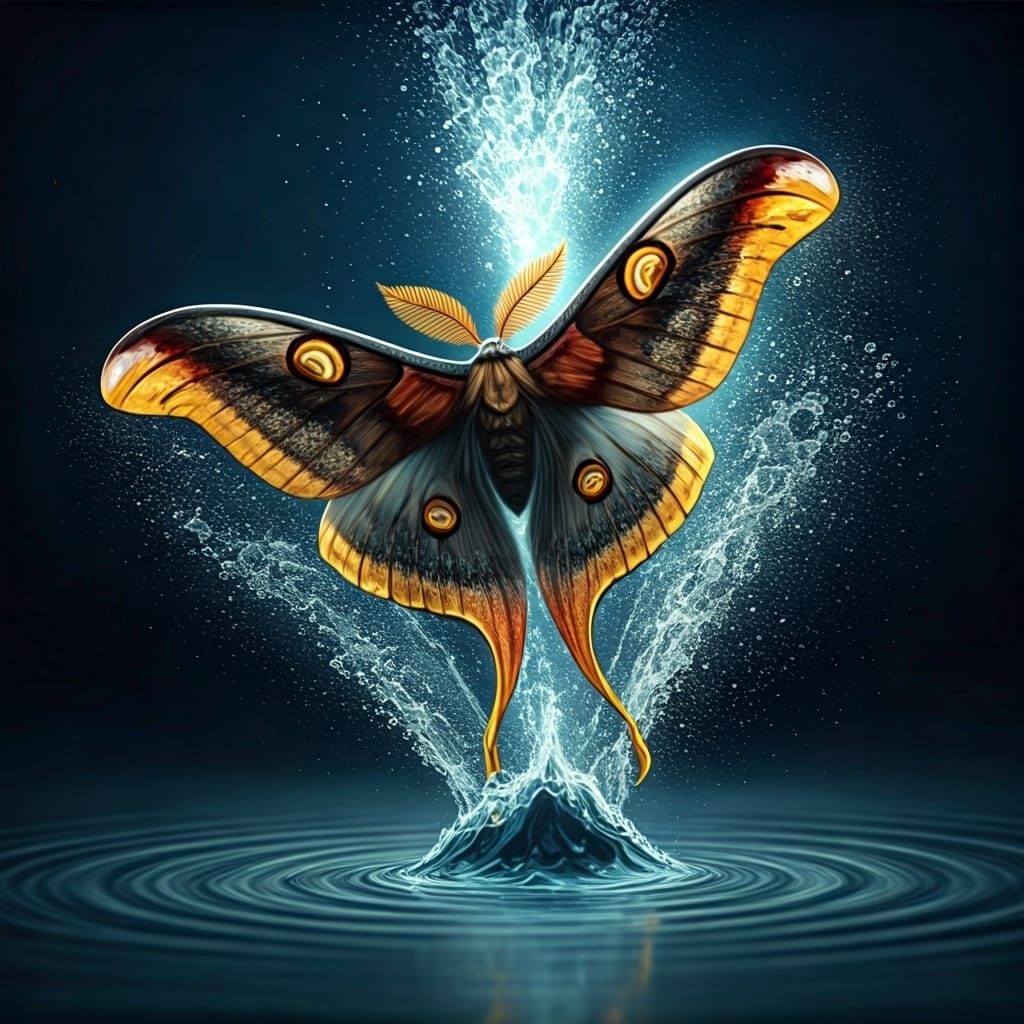 Ethereal Moth in Moonlight: Dreamlike Oil Painting
