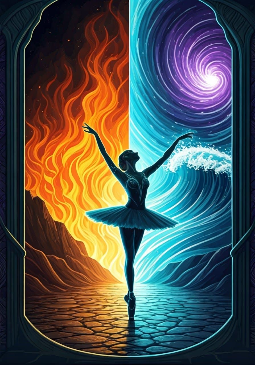 Ballet Dancer in Cosmic Elements, Zentangle Inspired