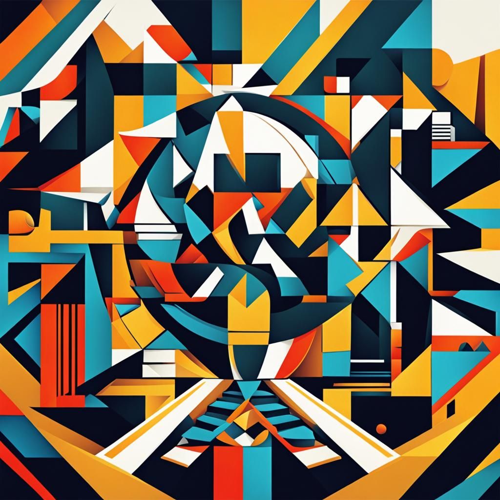 Seven Deadly Sins: Cubist Art Deco Painting