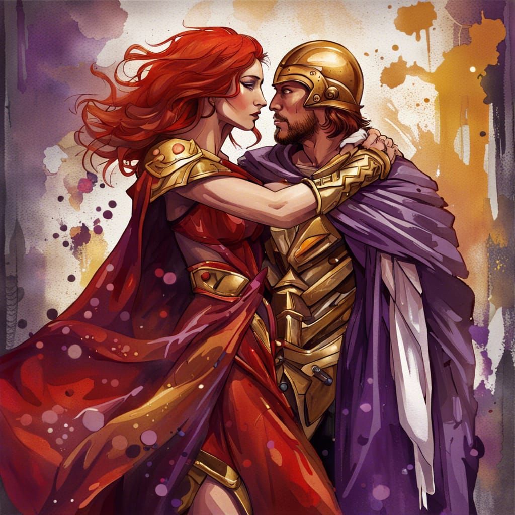 Seductive Fire Witch Charms Hesitant Armored Warrior