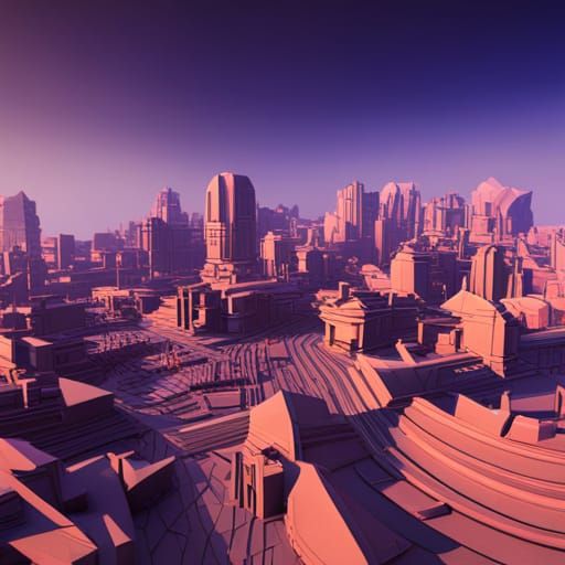 Fantastical Origami City in Detailed Digital Painting