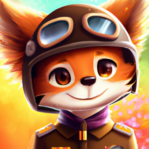 Chibi Fox Pilot Portrait in Digital Illustration