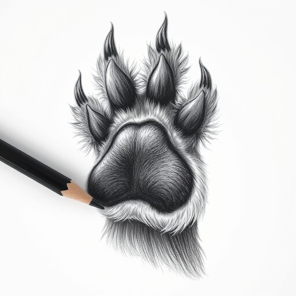 Paw Transforms Into Pencil Drawing Portrait