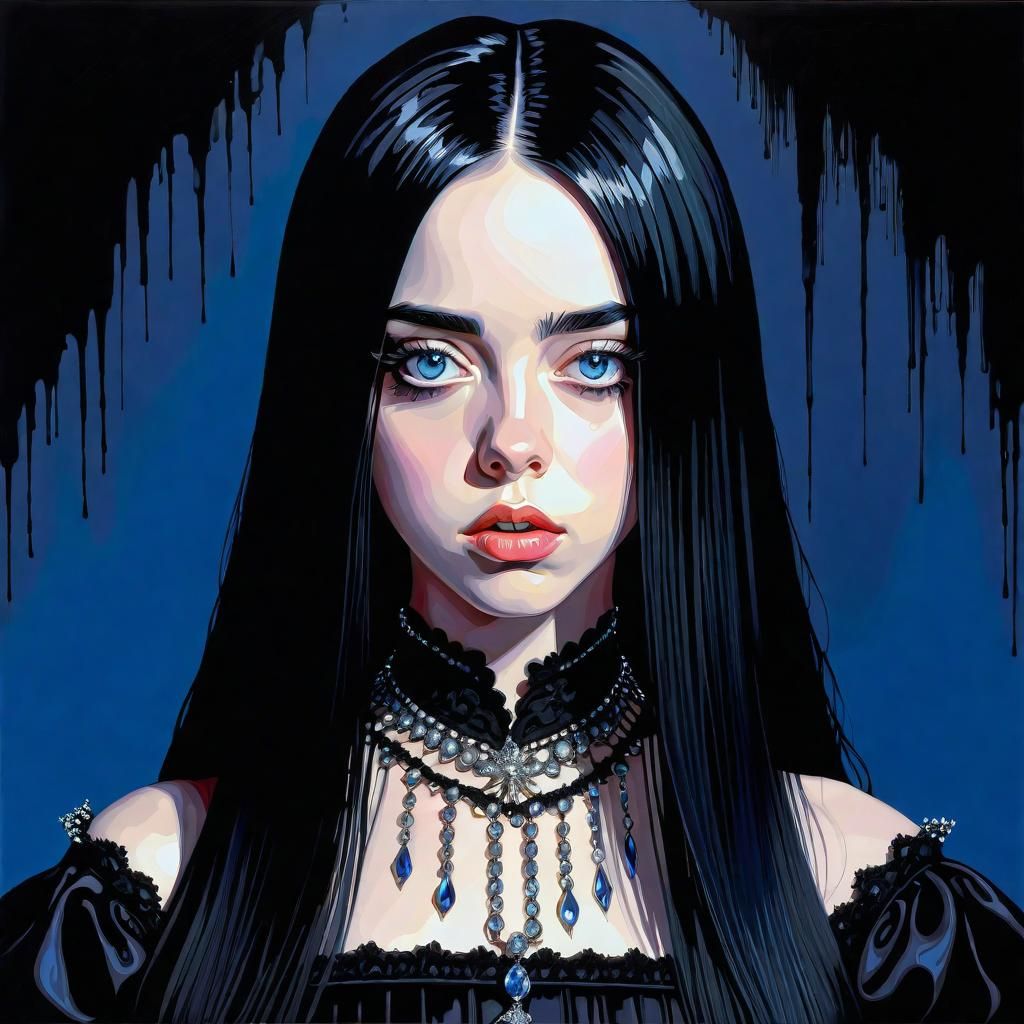 Goth Anime Portrait of Billie Eilish