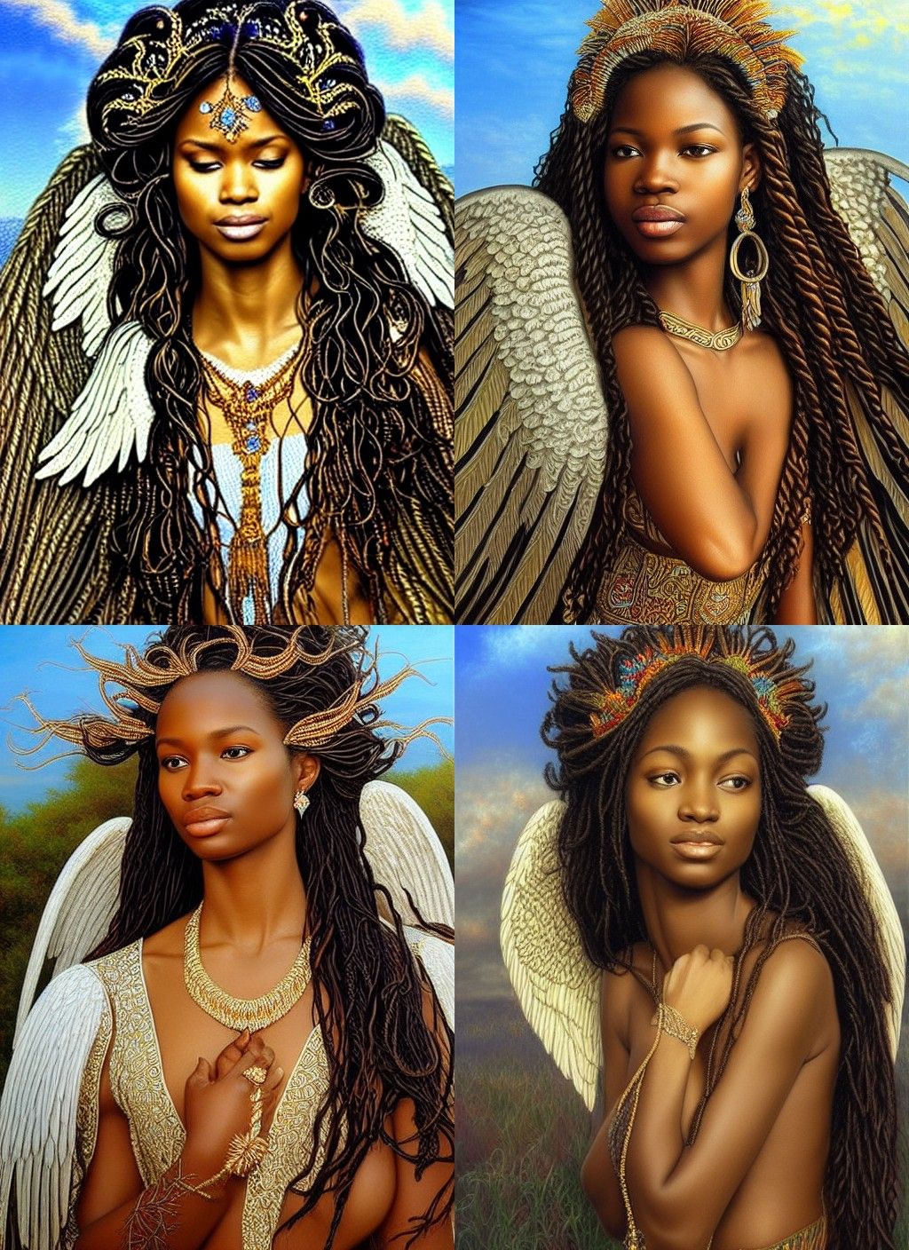 Beautiful African Angel in Oil Painting Style