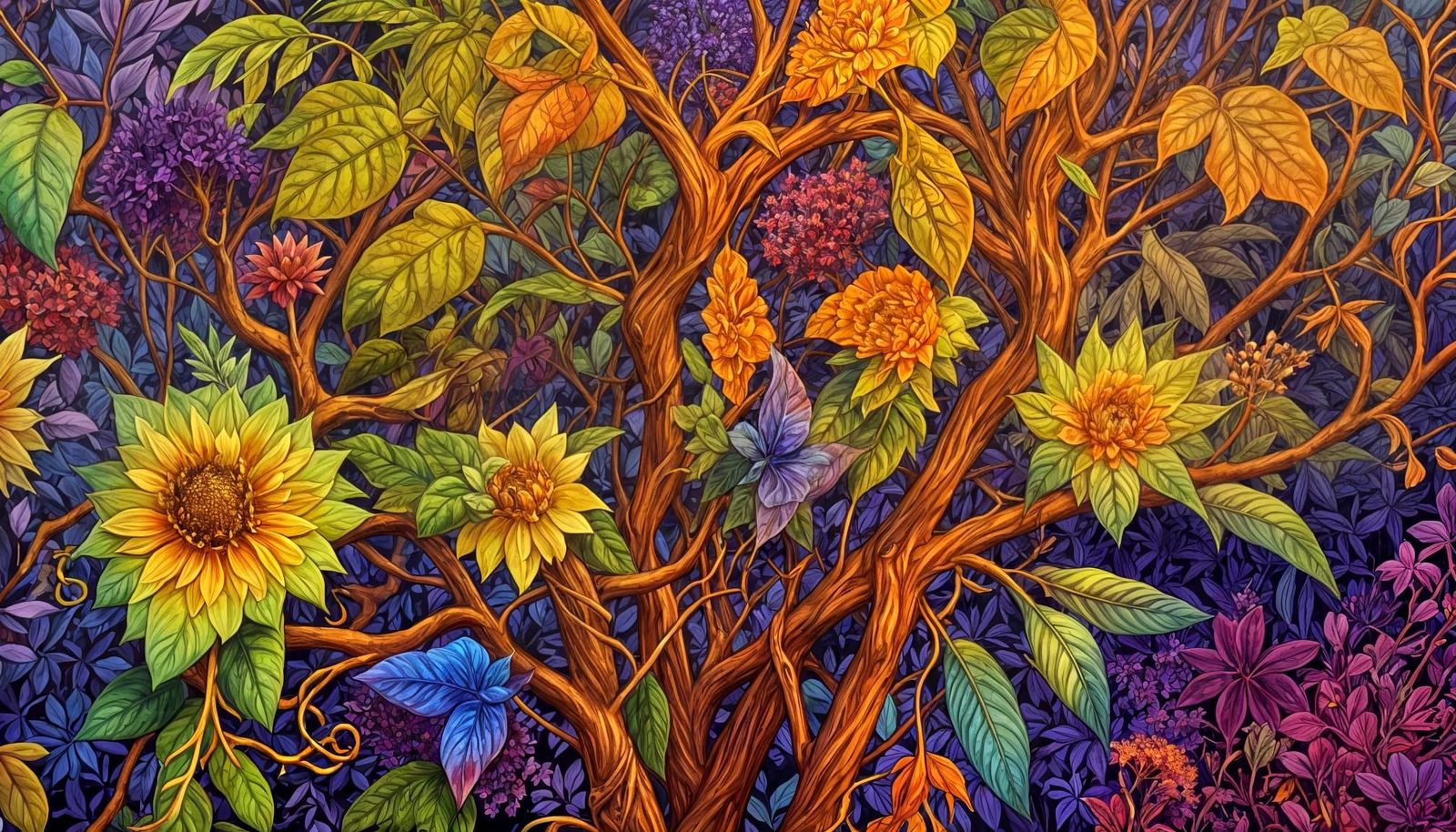 Fae Cryptid in Sacred Lattice with Floral Accents