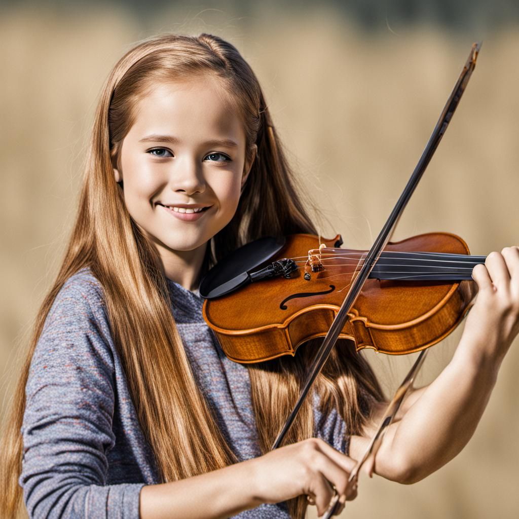 An 11 year gold girl playing the violin.