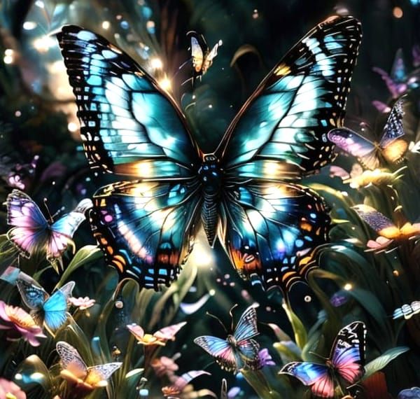 Opalescent Butterfly in Crystal Style