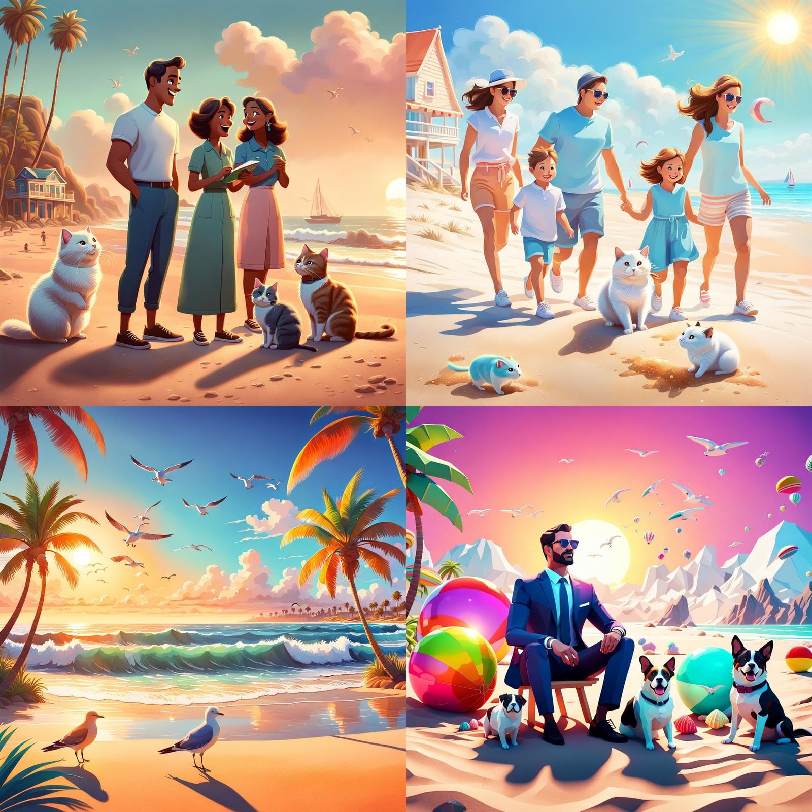 UFO Floats Through Round Clouds in Stylized 3D