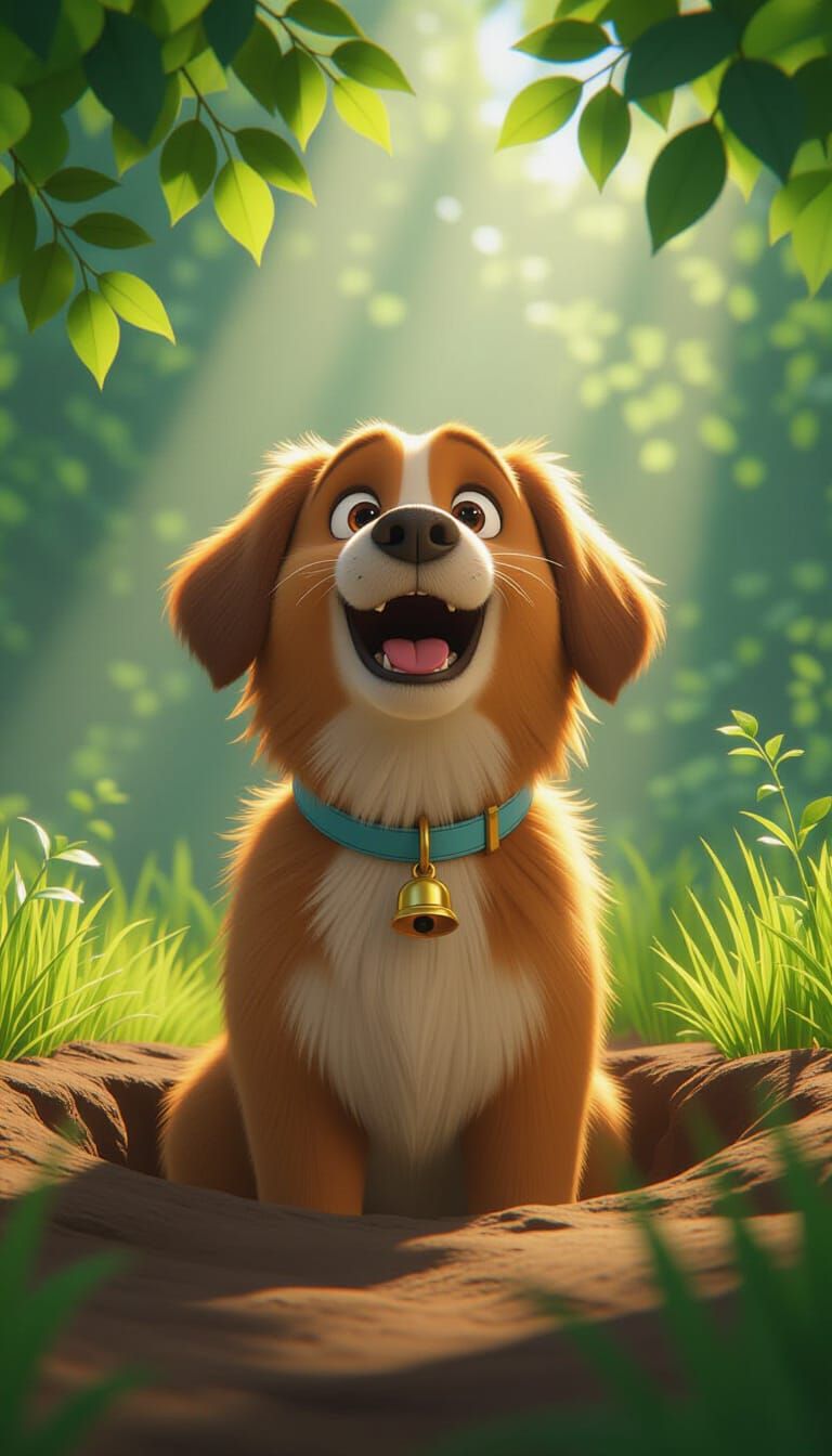 Dog Barking for Help: 3D Pixar Cartoon Style
