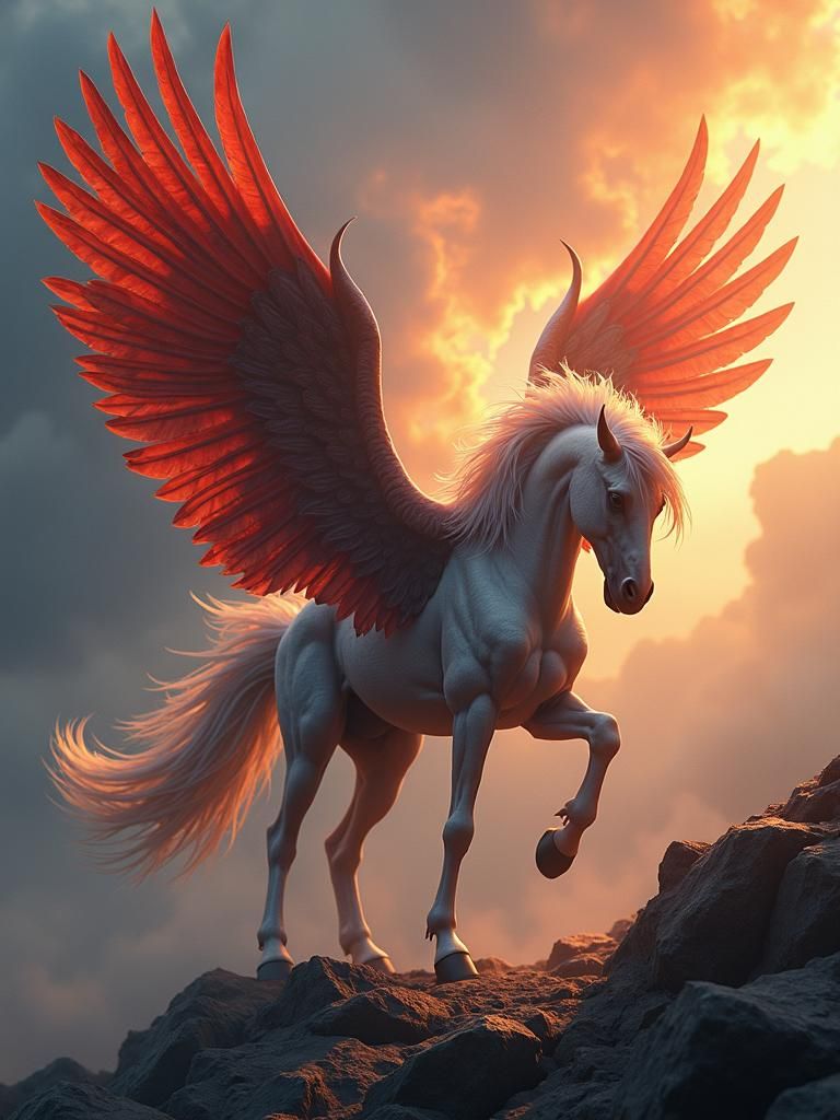 Majestic Horse-Eagle Hybrid in Fantasy Art Style