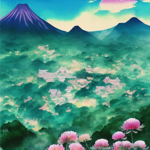 Magical Japanese Village: Watercolor Book Illustration