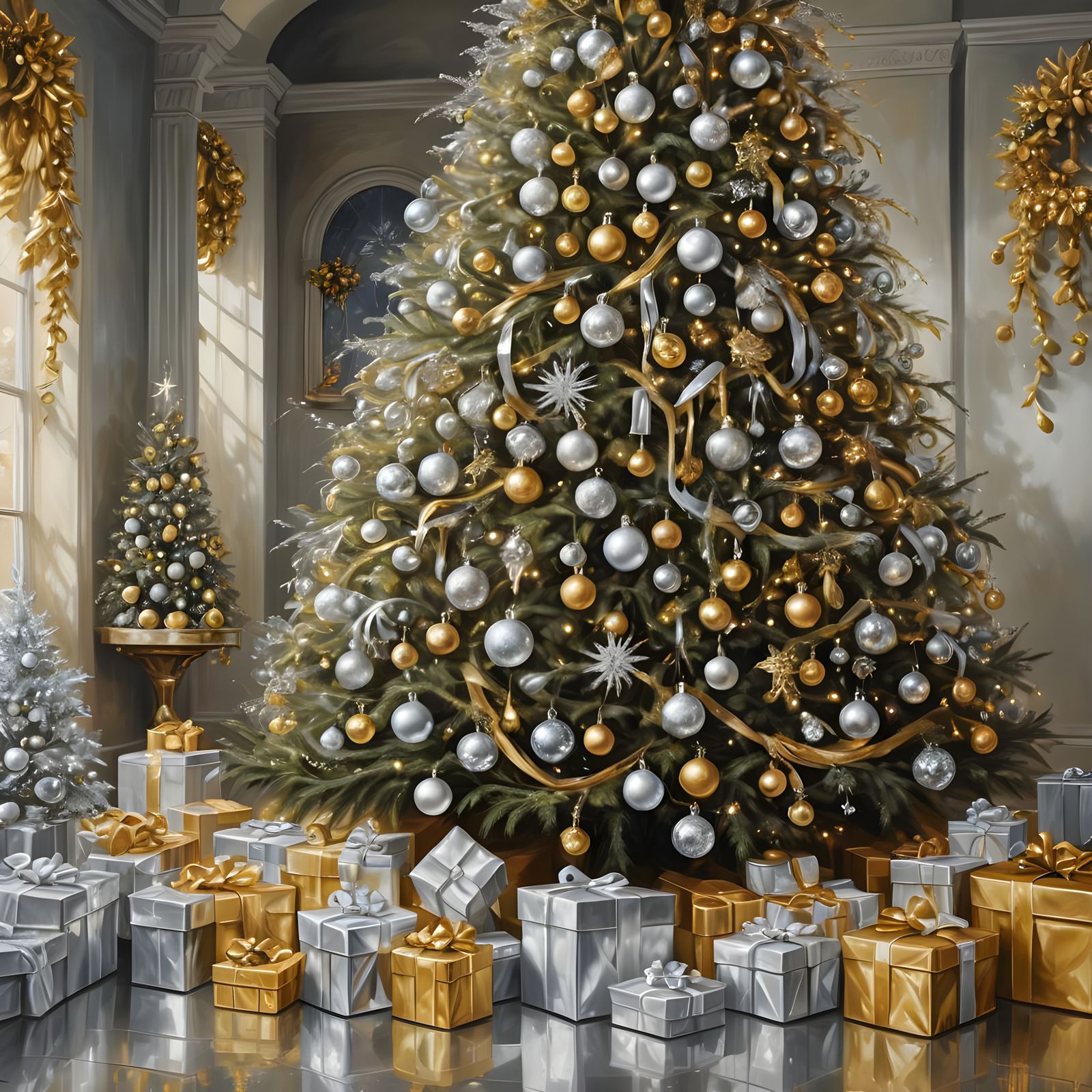 Elegant Silver and Gold Christmas Design