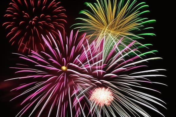 Colorful Fireworks Display at Night