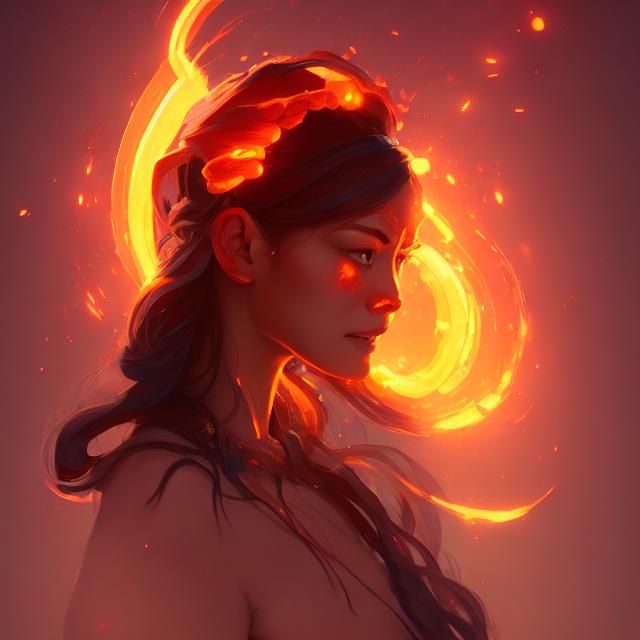 Fire Bender Princess Portrait in Hyperdetailed Style