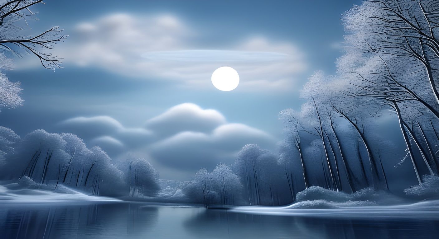Stunning Moon Lit Winter Lake