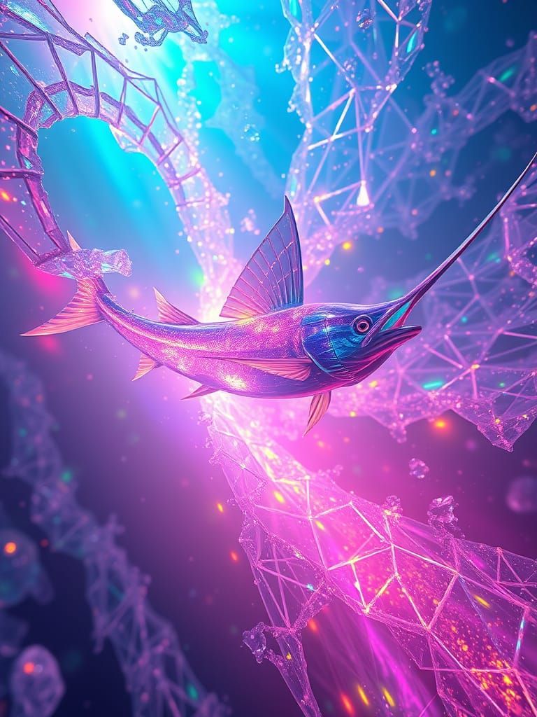 Bioluminescent Fractal Waves with Crystalline Fish