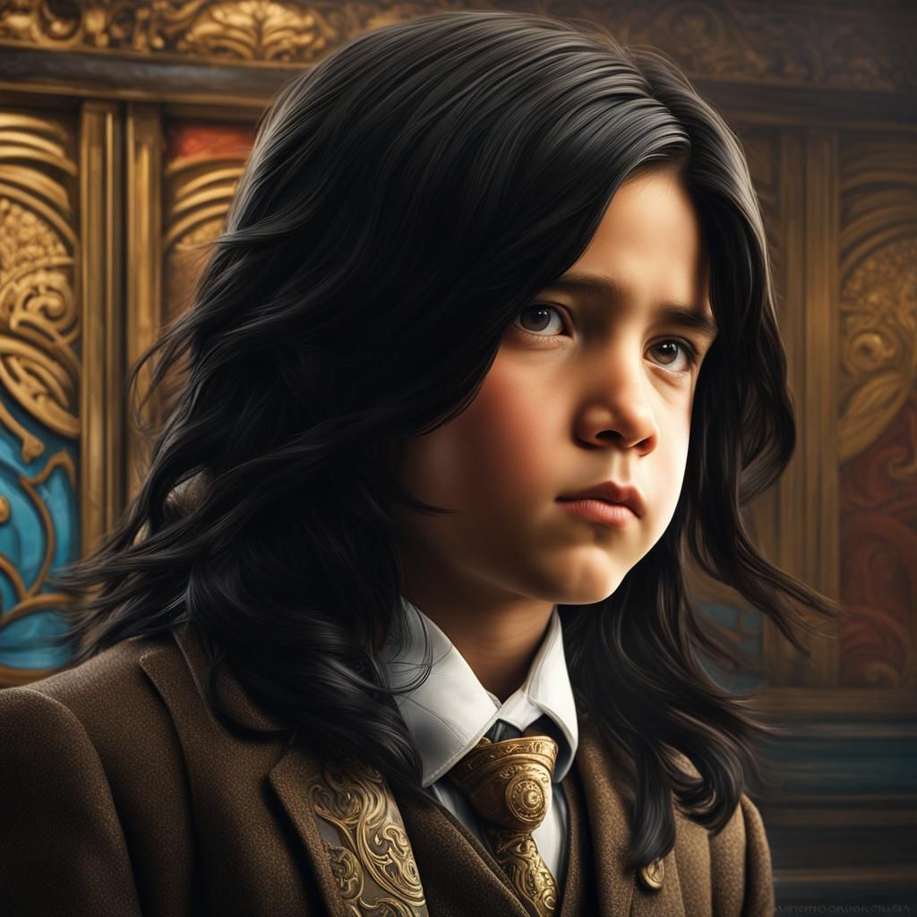 Boy in Suit: Detailed Portrait in Digital Art Style