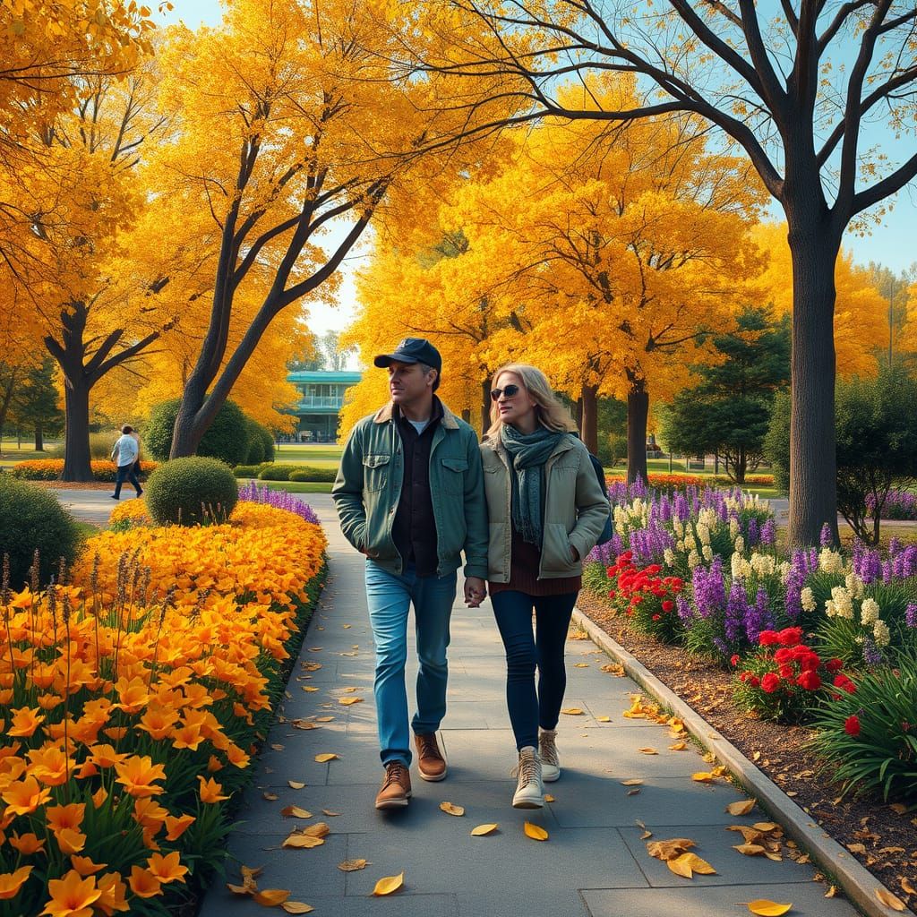 Couple in Sydney Park: Surreal Autumn Landscape