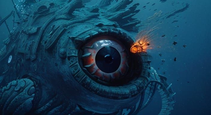 Gargantuan Leviathan Confronts Terrified Scuba Diver in Dark...