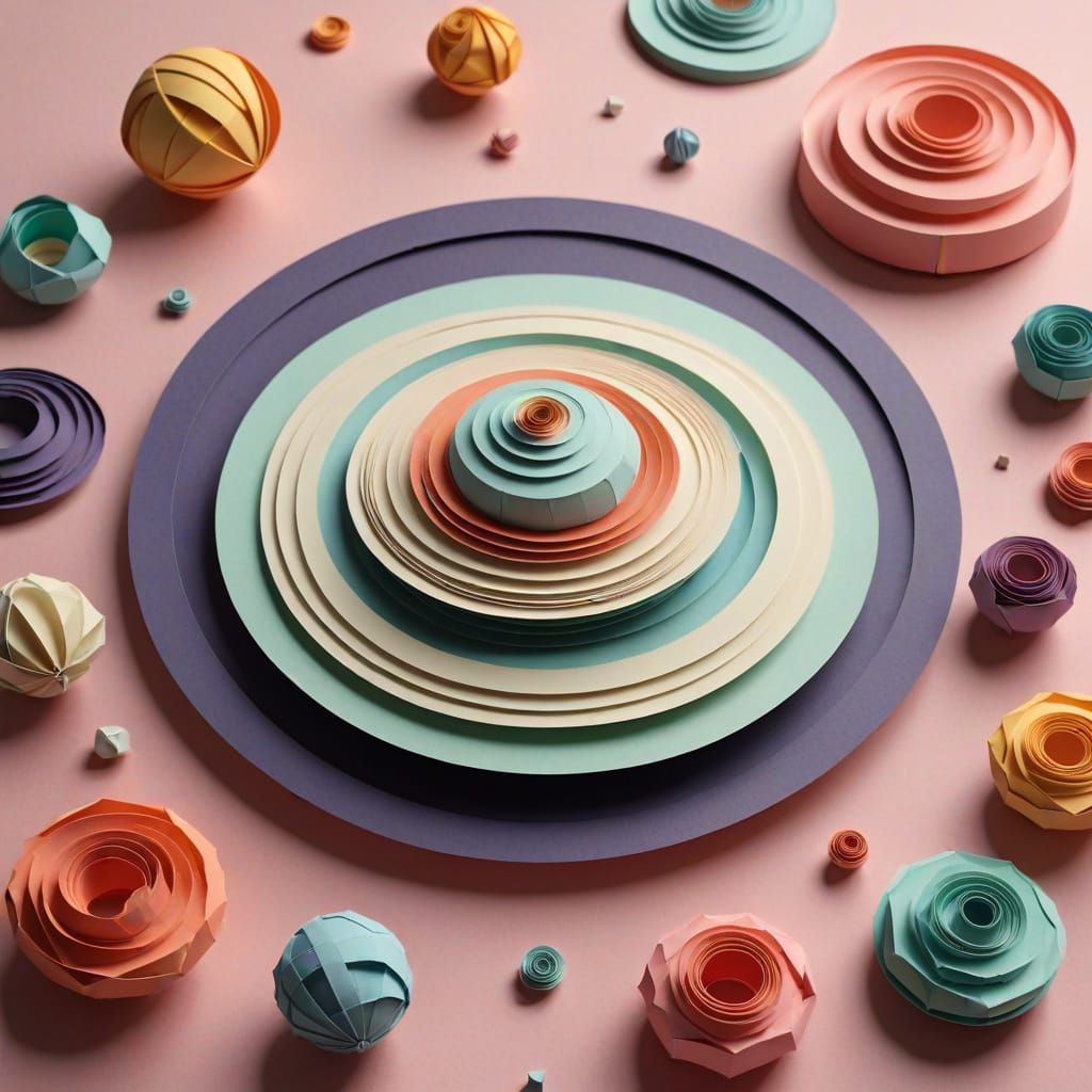 Whimsical Papercraft Saturn with Delicate Origami Textures