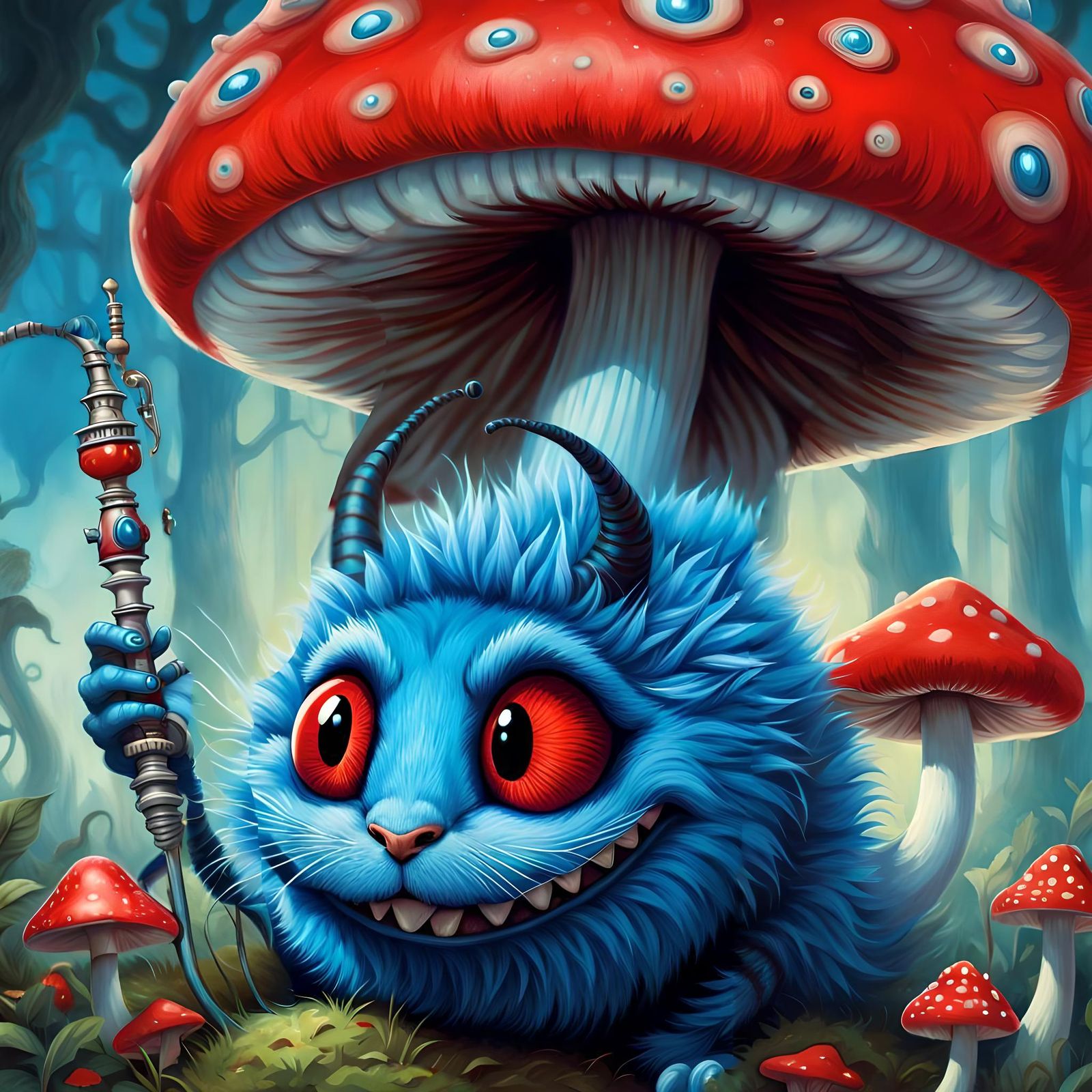 Alice in Wonderland Caterpillar Storybook Illustration