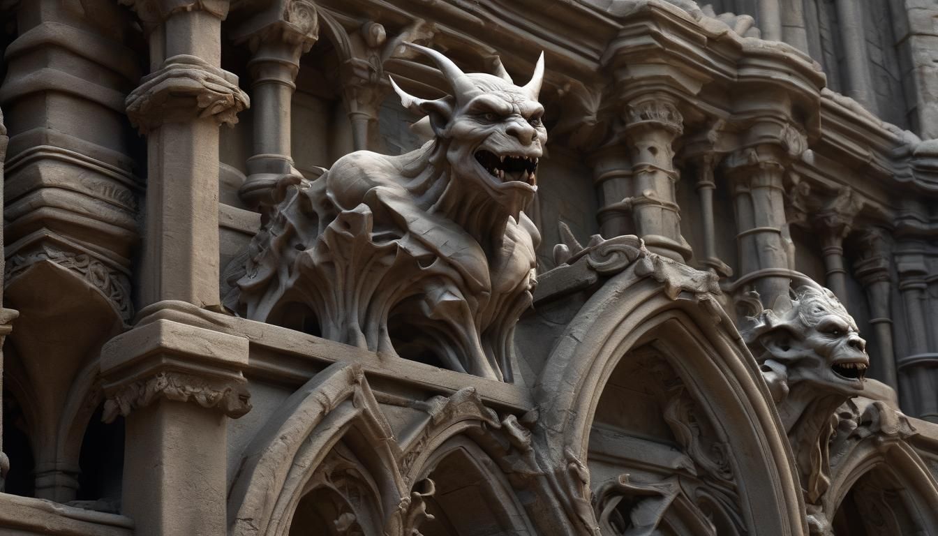 Elongated and pointed arches highlight the building's Gargoy...