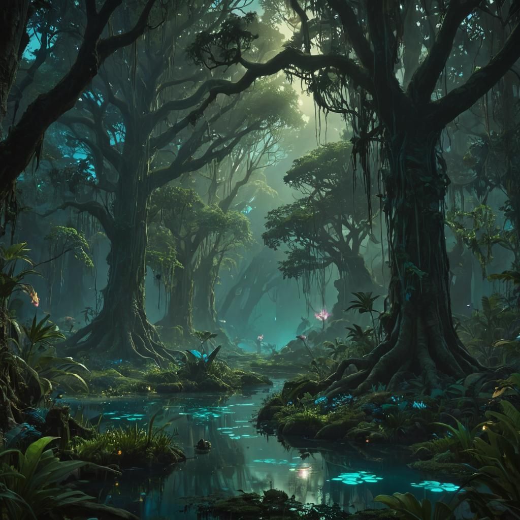 Ethereal Bioluminescence on Pandora's Lush Forest