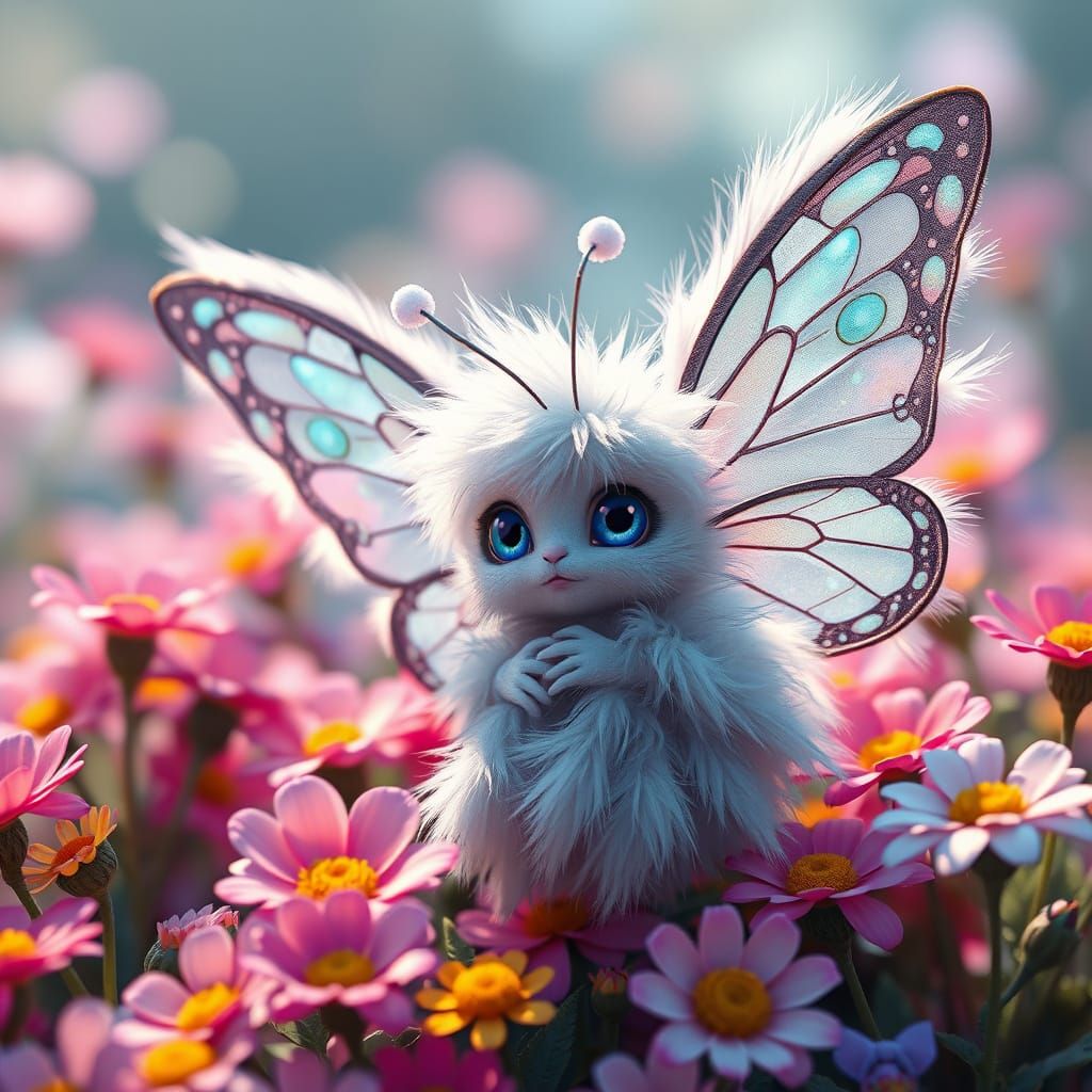 Whimsical Bohemian Punk Fairy in Vibrant Floral Wonderland